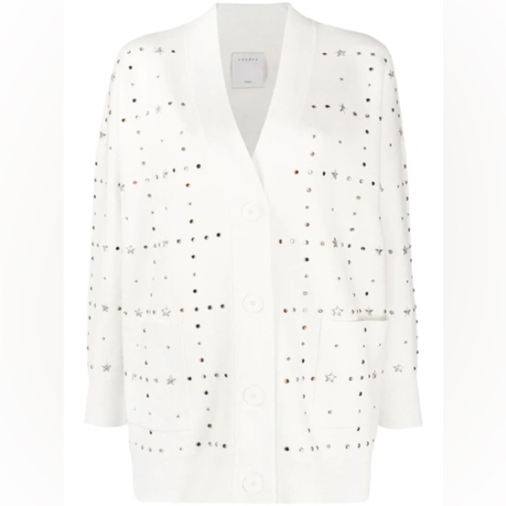 Sandro White Cardigan with Star charm